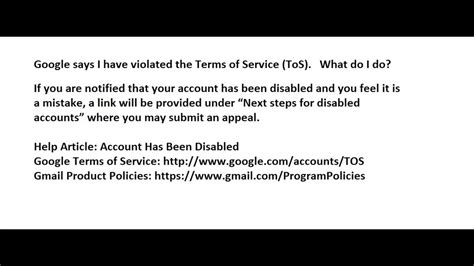tos/aup violation|Google Terms of Service – Privacy & Terms – Google.
